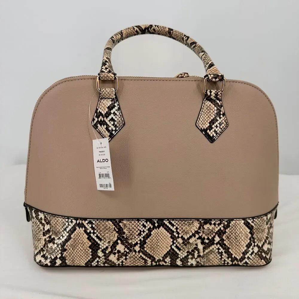 Aldo Women's Galilini Snake Accent Satchel Handbag Purse New with tags
